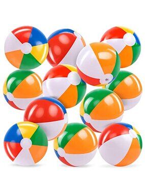 12-Pack 12“ Beach Balls Bulk Classic Beachball Inflatable Swimming Pool